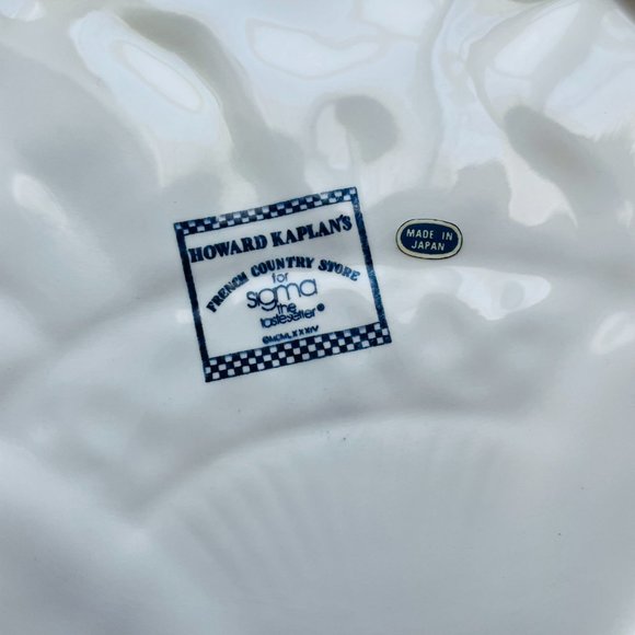 Vintage Howard Kaplan’s White Goose Blue Ribbon Embossed Ceramic Plates 9” Japan - Picture 4 of 4